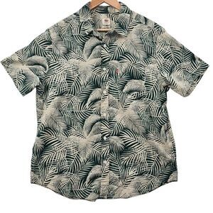 Levi's Mens L Hawaiian Palm Leaves Tropical Button Up Short Sleeve Cotton Shirt